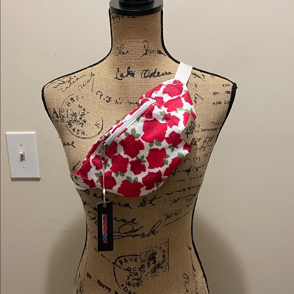 NWT Extreme 80's Charlie Red Floral Crossbody Bag